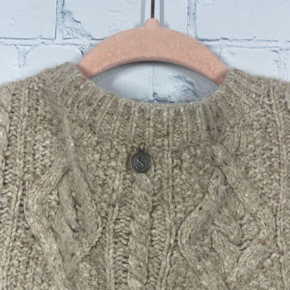 Soft Surroundings Sweater Womens Medium Cable Knit Wool Alpaca Cashmere Tan - Picture 6 of 10